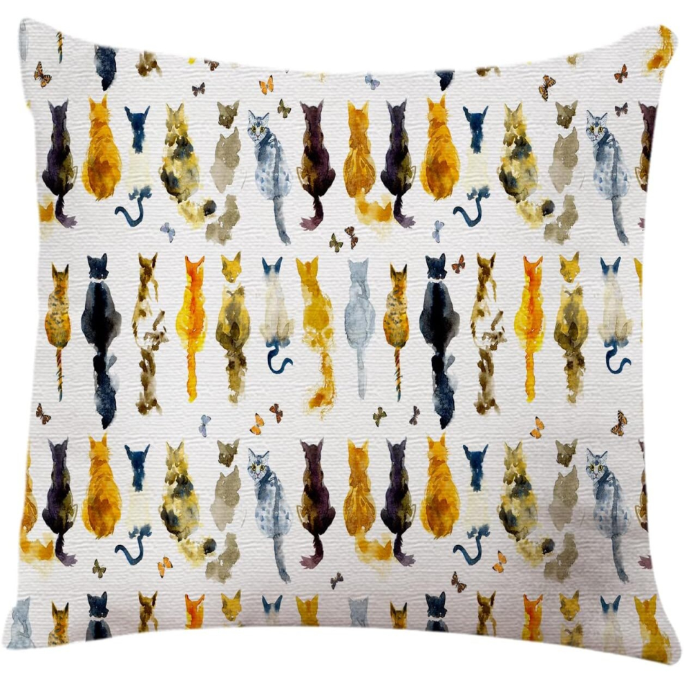 Beautiful Cats Play with Butterfly Home Decor Pillowcase for Sofa 18x18 Inches-image-OPC-PCSHQJR-NEW