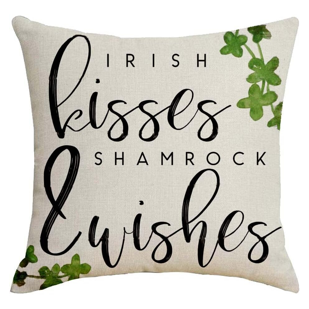 St Patrick's Irish Green Clover Gift Cotton Linen 18''X18'' Square Throw Pillow Case Cushion Cover for Home Sofa Bedding-image-OPC-PCSHRB2-NEW