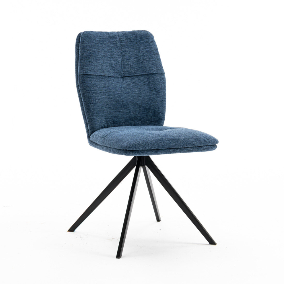 (Blue) LUNA MODERN FABRIC DINING CHAIR PADDED SEAT METAL LEG KITCHEN 8 PCS