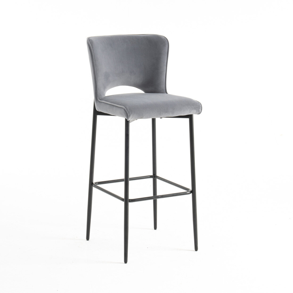 Lily Velvet Bar Stool Padded Seat Metal Legs