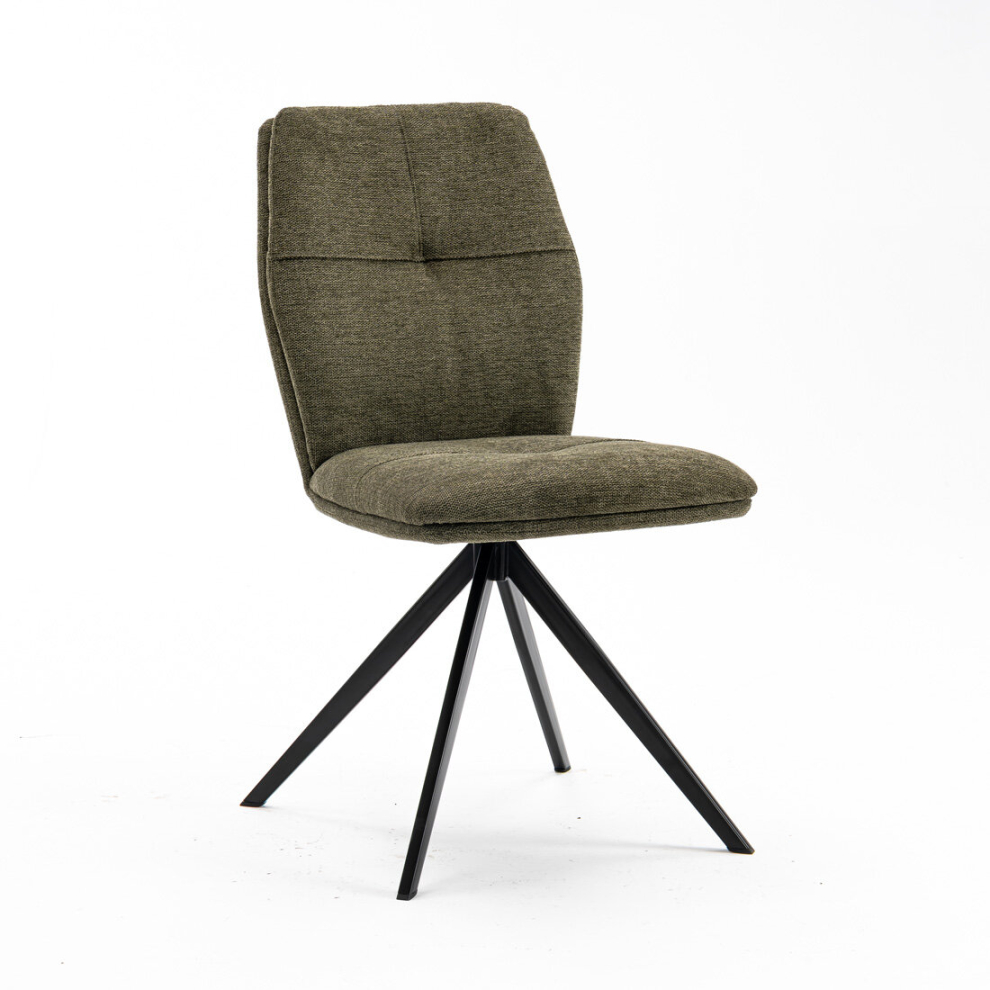 (Green) LUNA MODERN FABRIC DINING CHAIR PADDED SEAT METAL LEG KITCHEN 6 PCS
