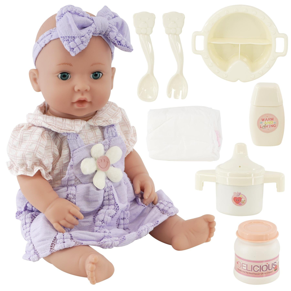 Bibi Doll 16-Inch Moving-Eyes Baby Doll With Feeding Playset & Accessories For Imaginative Role-Play