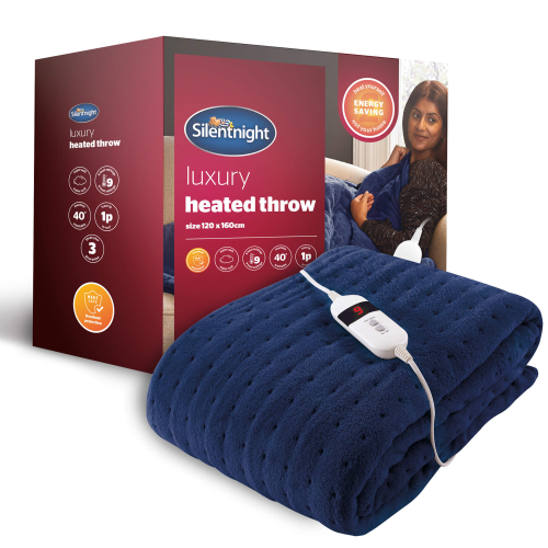 Silentnight Silentnight Comfort Control 9-Heat Setting Heated Throw - Navy - 120  X 160