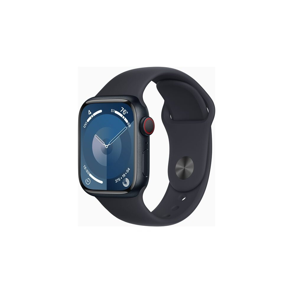 Apple Watch Series 9 (GPS + Cellular) - 41 mm - midnight aluminium - smart watch with sport band - fluoroelastomer - mid