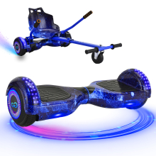 (Galaxy Blue Bundle) 6.5'' Hoverboard and Hoverkart Go Kart LED Bundle