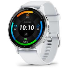 GPS Smartwatch - GARMIN - Venu 3 - WiFi - 35,4 mm - Silberner Stahl, weißes Gehäuse