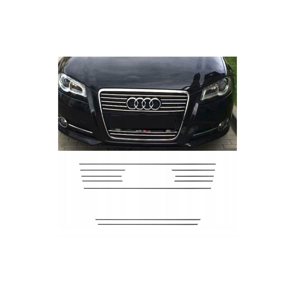 AUDI A3 8PA 8P S3 Chrome Grill Trims - Radiator Bar Accents Decoration atrapa Tuning