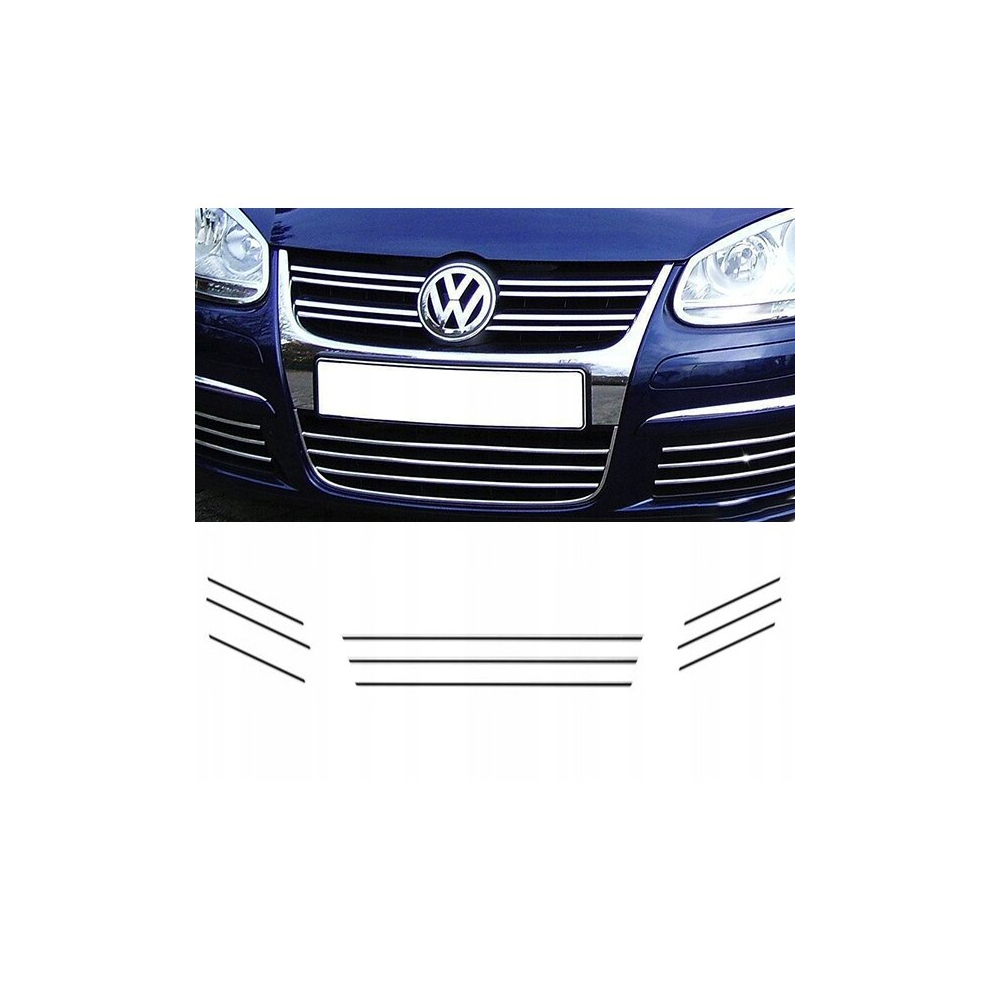 Vw Golf V Jetta - Chrome Grill Trims - Radiator Bar Accents Decoration Atrapa Tuning 4113934449893