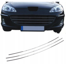 Peugeot 407 Chrome Grill Trims - Radiator Bar Accents Decoration atrapa 3 szt Tuning