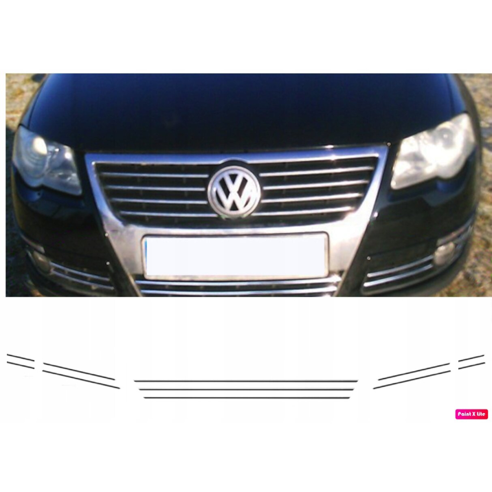 Vw Passat B6 - Chrome Grill Trims - Radiator Bar Accents Decoration Atrapa 3M Tuning 4097635908364