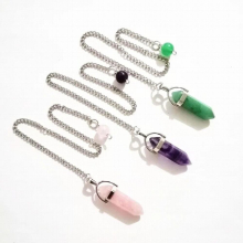 20pcs 7 Chakra Reiki Stone Beads Chain Pendulum Pillar Pendant Healing Crystal Amethysts Lapis Lazuli Charms Ornament