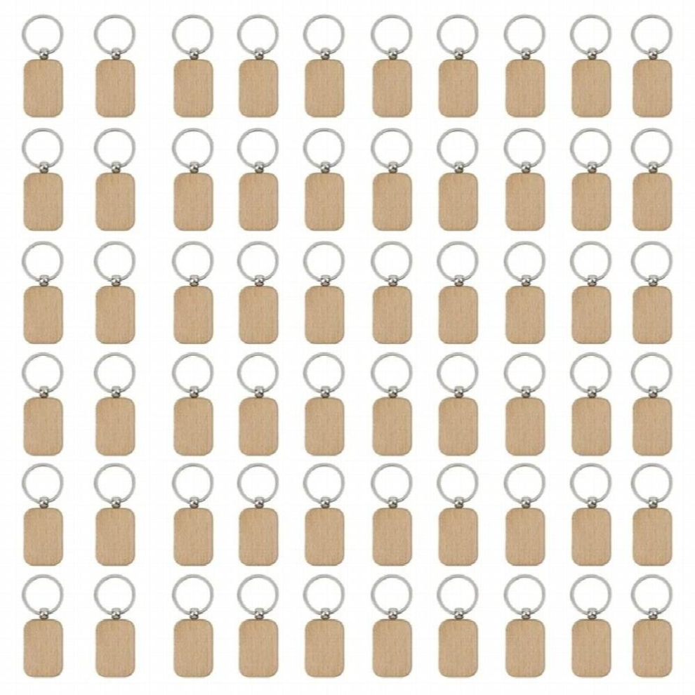 60Pcs Blank Rounded Rectangle Wooden Keychain Diy Wooden Keychain Key Tag Can Be Engraved Diy Gift 885485400350