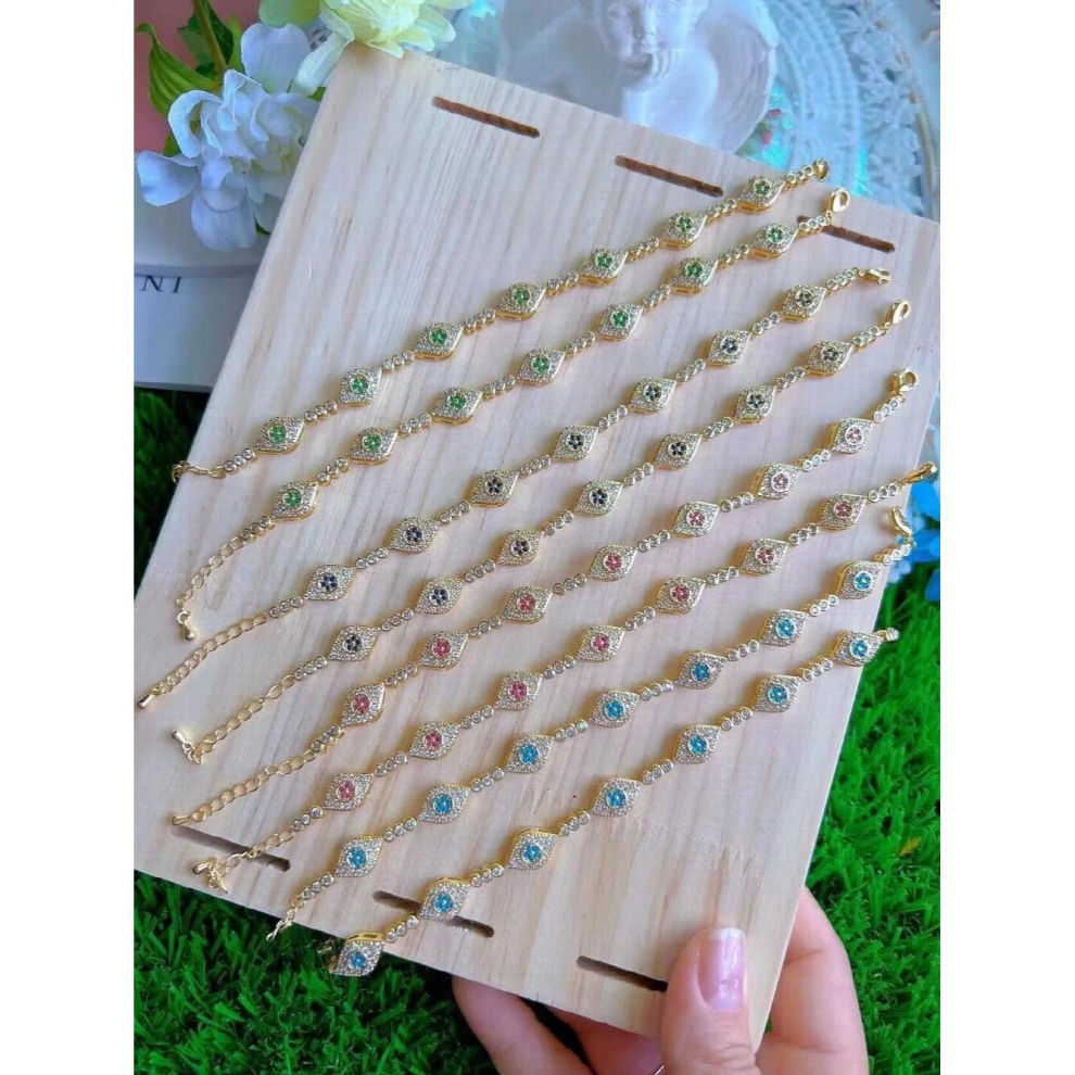 4PCS, Lucky Evil Eye Bracelets for Women Rainbow Crystal Greek Eye Bracelet Beads Bracelet Jewelry-image-OPC-PCSJF8Q-NEW