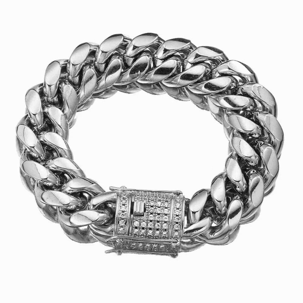 (Hot Stamping, 16cm) Cuban Chain Bracelet Tone Stainless Steel Bangle 8/10/12/14/16/18mm Width Chain Bracelet For Men Women Jewelry Gift-image-OPC-PCSJFCV-NEW