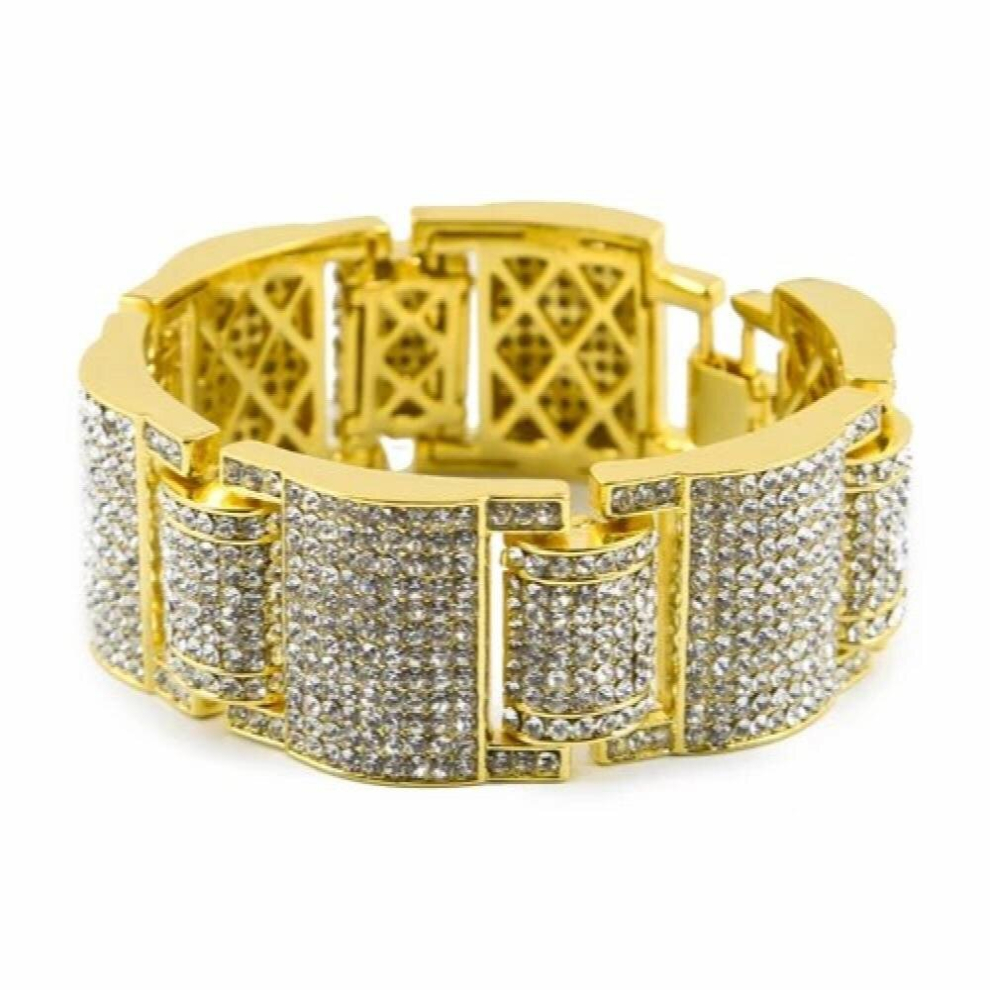 Men Women Hip hop Wide I Square Cross Shape Rhinestone Bracelet Bangle Bling Stone Chains Link Wristbands Fine Jewelry-image-OPC-PCSJHKW-NEW