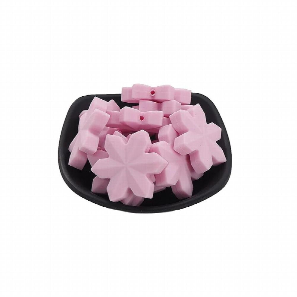 Chenkai 50pcs BPA Silicone Snowflake Teether Beads Food Pacifier Dummy Pendant Baby Shower Accessories Sensory Toy