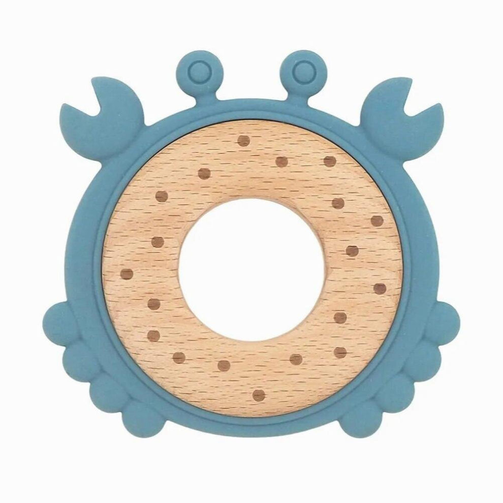 Chenkai 10PCS Crab Hedgehog Dinosaur Silicone Wooden Teether Baby Animal Teething For DIY Infant Nursing Chewing Pacifier Chains