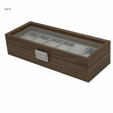 X7YA Watch Box Executive 6 Slots Watch Clear Window Topped Wooden Watch Display Watch Organizer Jewelry Storage