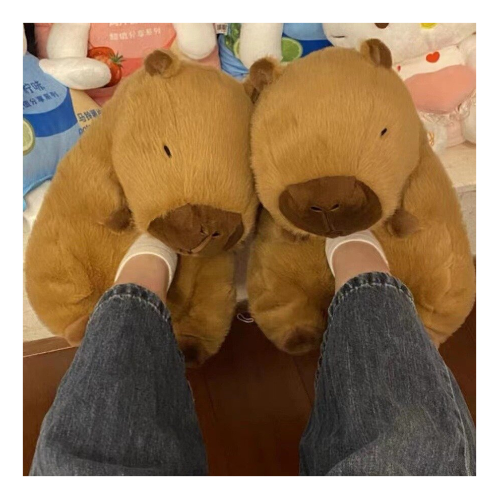 Peluche Divano Capibara Pantofole Copertura Completa Calda Casa Scarpe Suola Antiscivolo-image