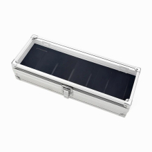 6 Slots Watch Box Aluminum Display Case Organizer Jewelry Storage Tray