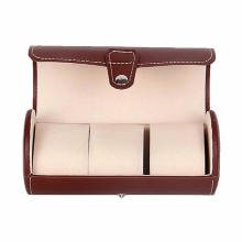 Three Cylinder PU Watches Boxes 3 leather Travel Portable Watches Box Barrel Watches Receive Box Display Box