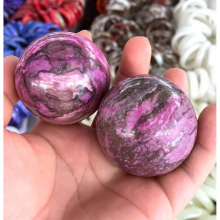 Large Natural Peach Blossom Stone Jade Ball Onl Crystal Sphere Healing 50MM