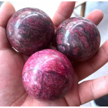 Pretty Natural Peach Blossom Stone Jade Ball Onl Crystal Sphere Healing 50mm