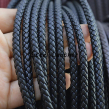 5m/lot Approx 5mm Round Braided Leather Cord Rope String For DIY Bracelets and Necklaces Crafts Leather Strings