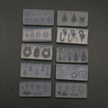 10Pcs Christmas Theme Snowflake Snowman Nail Art Silicone Mold Kit Christmas Tree Deer Carving Molds Kit Art Craft Tools