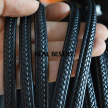 5m/lot approx: 8*5mm Leather Strap Findings Flat Leather Cord String Rope DIY Necklace Bracelet Making leather braided
