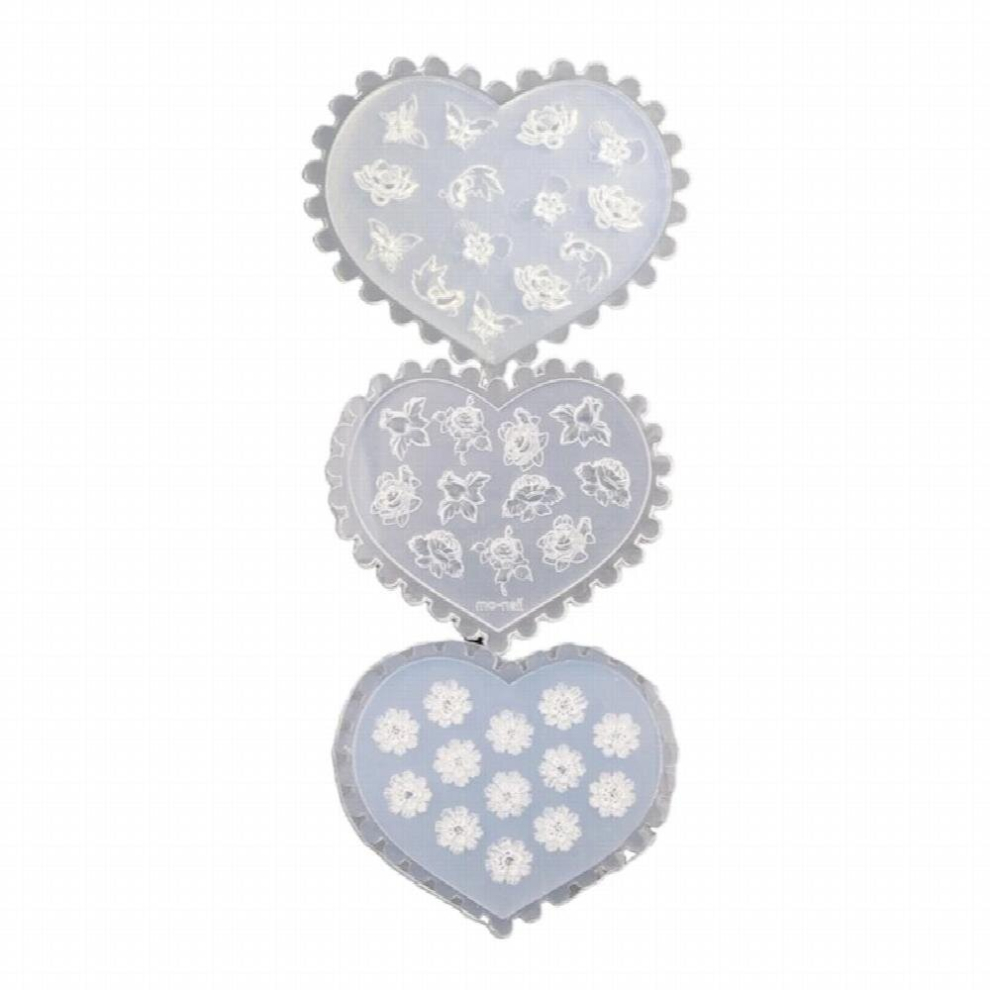 F19D 3Pcs 3D Nail Art Silicone Mold Butterfly-Flowers Designs Nail Art Decorations Carving Mold DIY Nail Art Mould Template