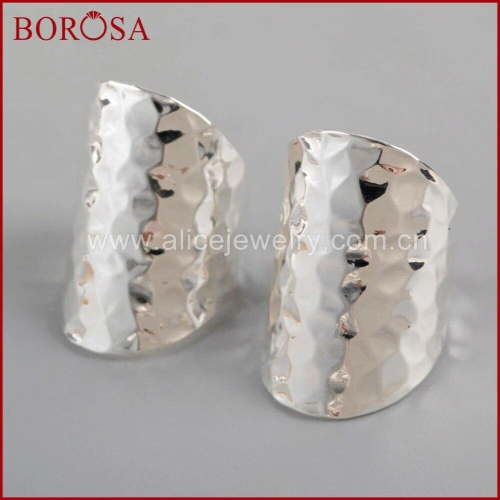 10PCS Ring Settings Jewelry, Silver Rose Brass Ring Blank With Decorative Pattern PJ029 2