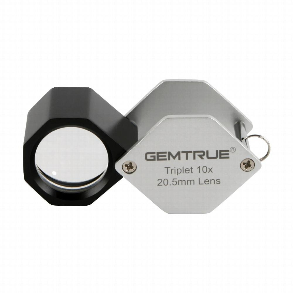 GemTrue Optical Magnifying Glass Jewelry Diamond Magnifier Metal Gem Loupes Triplet 20.5mm 10x DK16001