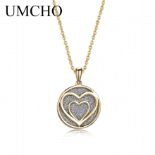 Solid 925 Sterling Silver Neklace Yellow Heart Romantic Pendants & Necklaces For Girls Anniversary Gift With Chain