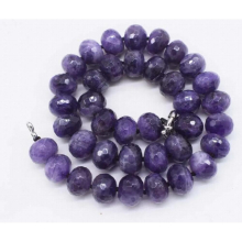 amethyst roundel faceted 10*14mm /12mm necklace 18inch beads nature woman