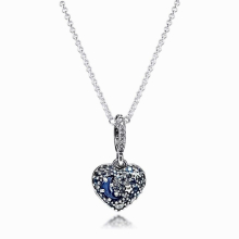 Moon & Stars Heart Necklace & Pendant Sterling Silver Jewelry Winter Style Woman Jewelry Chain Jewelry