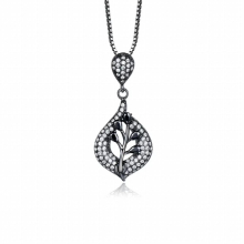 Solid 925 Sterling Silver Leaf Pendant Necklace Gemstone For Girl Gift Fine Jewelry