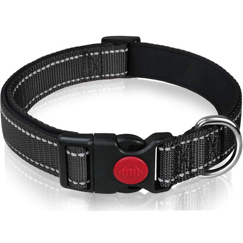 (Black, S) Reflective Nylon Pet Collars for Puppy Small Dogs Adjustable