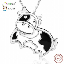 925 Sterling Silver Cow Animal Pendant Necklace Jewelry for Girls Direct