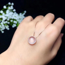 pink rose quartz gemstone pendant of necklace 925 silver necklace 10*10mm size gem luckystone girl birthday