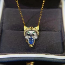 (sapphire Blue-45cm) Lovely Child Pendant Real 925 Sterling Silver Necklace Natural Sapphire Gemstone For Women Jewelry Child Christmas Gift