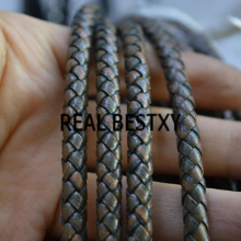 5m/lot 6mm/antique braided round leather ropes for bracelets and necklace making antique leather cords