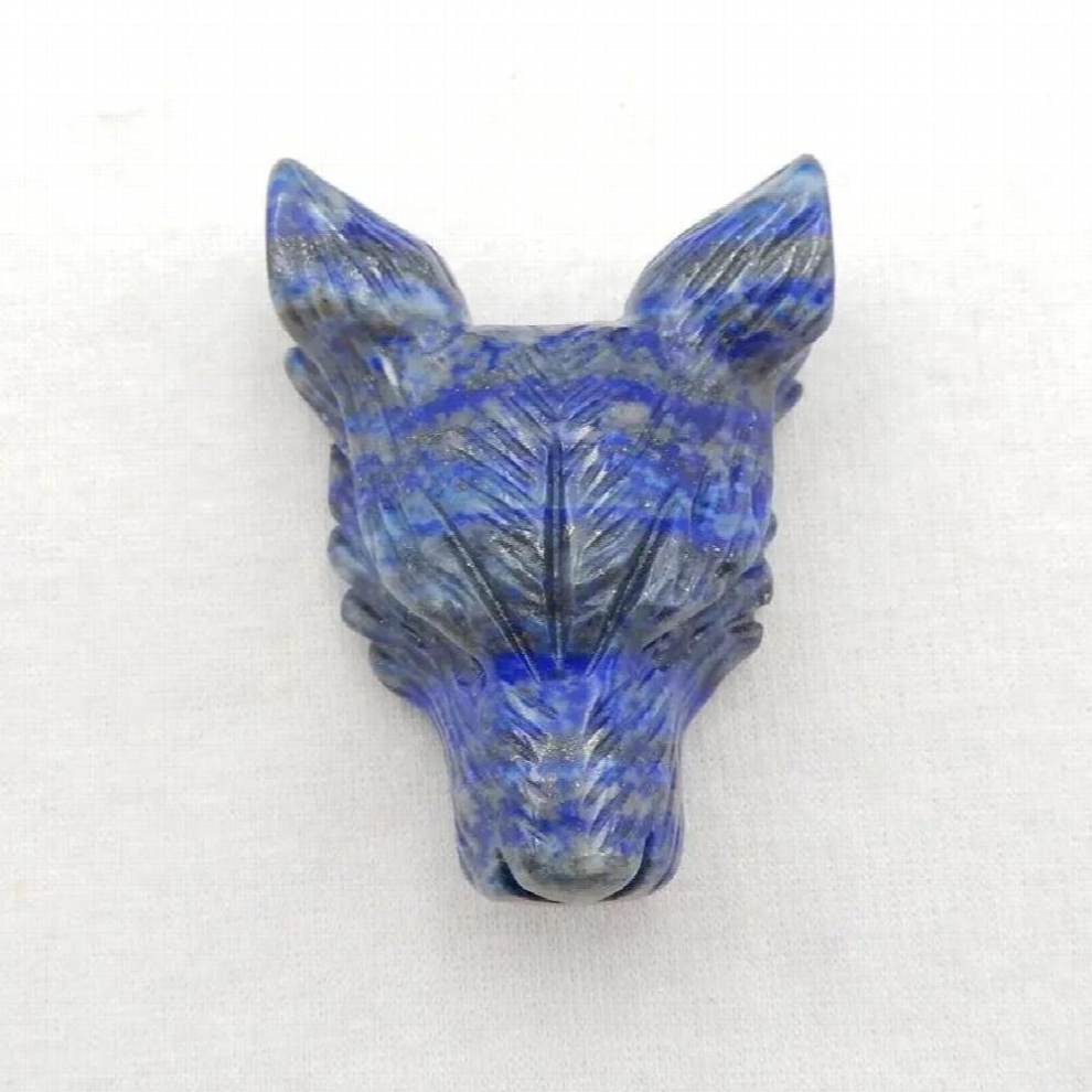 Wolf Head DIY Jewelry Pendant Bead Natural Stone Lapis Lazuli Carved Animal Necklace Accessories 51x39x22mm 51g-image-OPC-PCSKM9Q-NEW