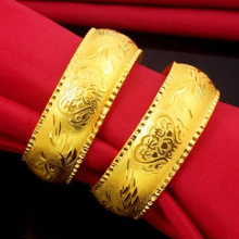 24k pure solid 999 Dragon and Phoenix Bracelet Bridal Wedding Jewelry Forever Bracelet 20x60MM for wedding