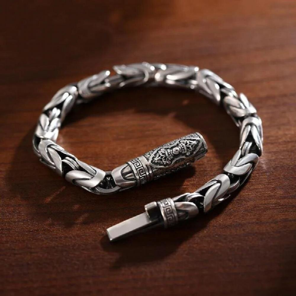 S925 Sterling Silver Retro Mens Braided Bracelet Simplicity Hip Hop Niche Jewelry Accessories Gift-image-OPC-PCSKMQV-NEW