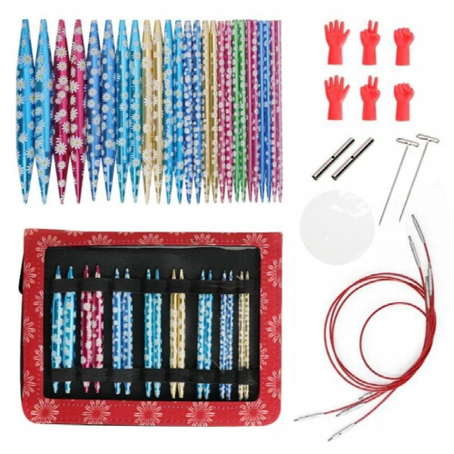Circular Knitting Needles Sets Aluminum Interchangeable Crochet Needles With Chrysanthemum Case Sewing Accessory