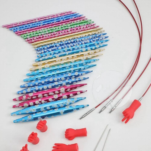 Circular Knitting Needles Sets Aluminum Interchangeable Crochet Needles With Chrysanthemum Case Sewing Accessory 1