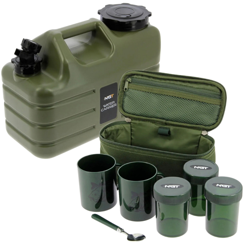 NGT FISHING BREW KIT SET 11L WATER TUB CUPS 3 POTS TEA CASE CARP TACKLE CAMPING