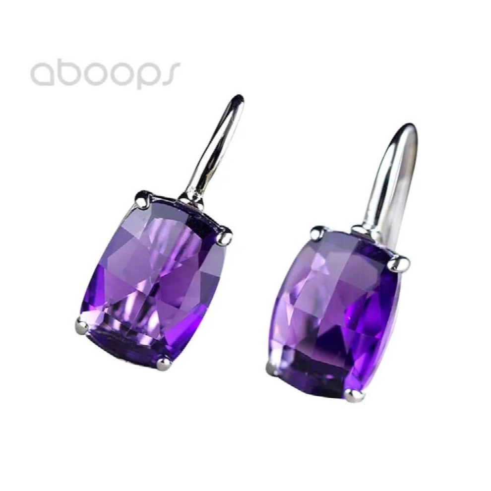 925 Sterling Silver Leverback Earrings with Amethyst for Women Girls,Free-image-OPC-PCSKSGC-NEW