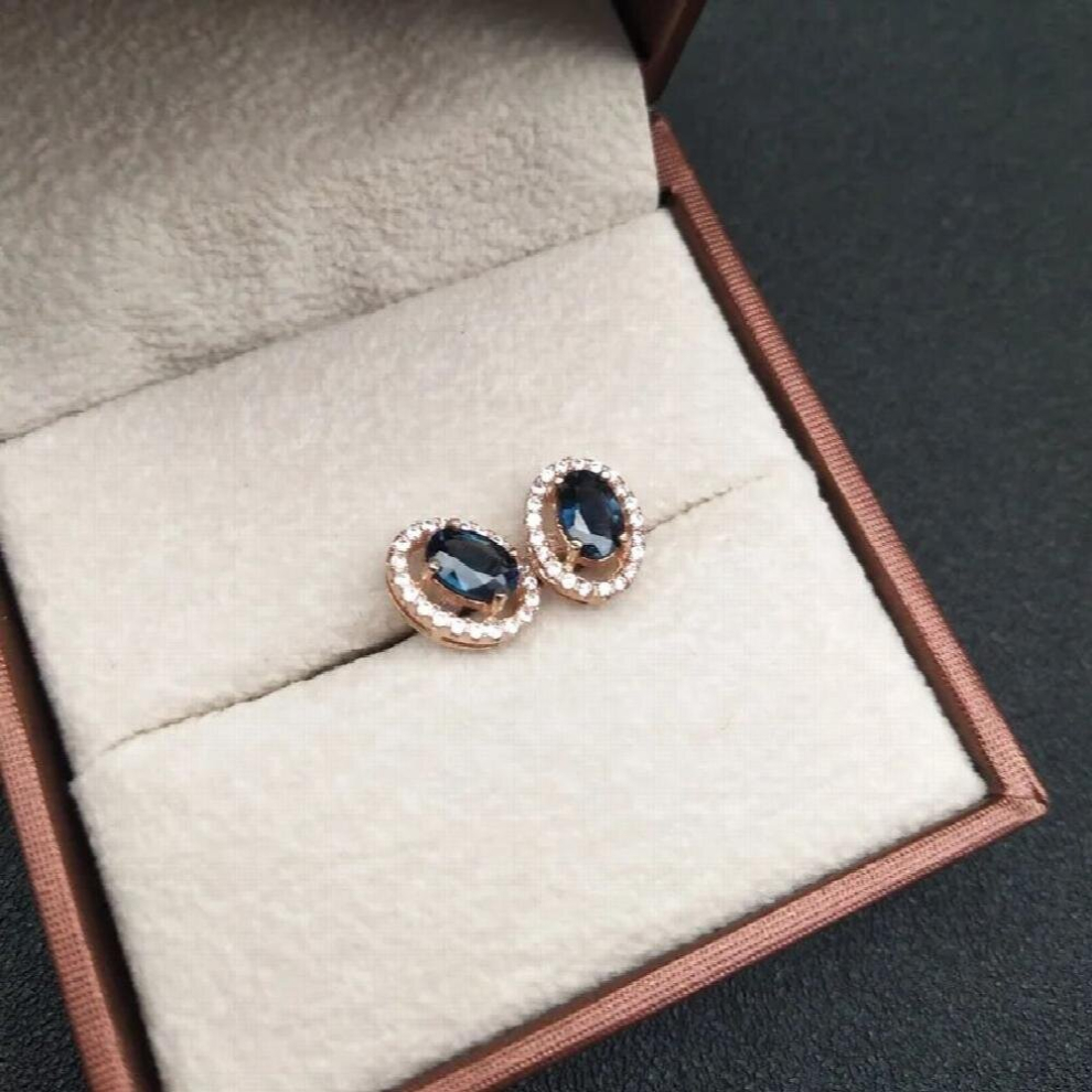 925 Silver natuarl sapphire stud Earrings jewelry anniversary plant women e040602agl-image-OPC-PCSKW78-NEW